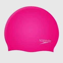 Speedo Plain Junior Moulded Silicone Cap Pink
