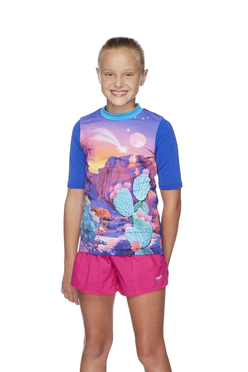 Speedo Girls Cactus Desert Short Sleeve Rashie - Image 2