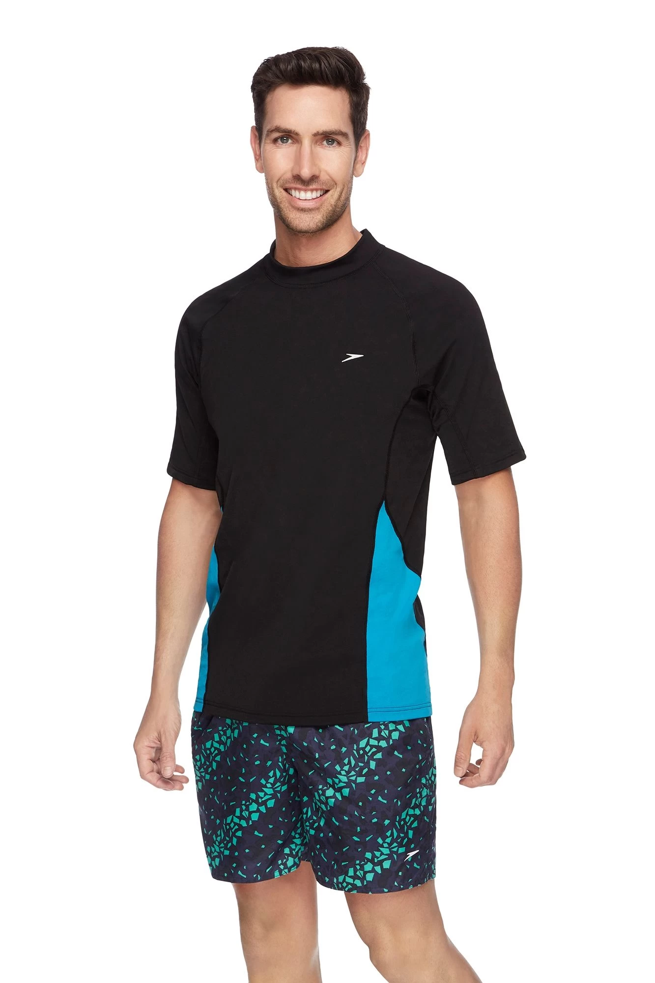 Speedo Mens Black Lake Flow Regular Short Sleeve Rashie - Image 2
