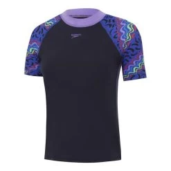 Girls Short Sleeve Print Speedo Rash Top