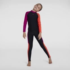 Speedo Girls Black Diva Essential Rash Top