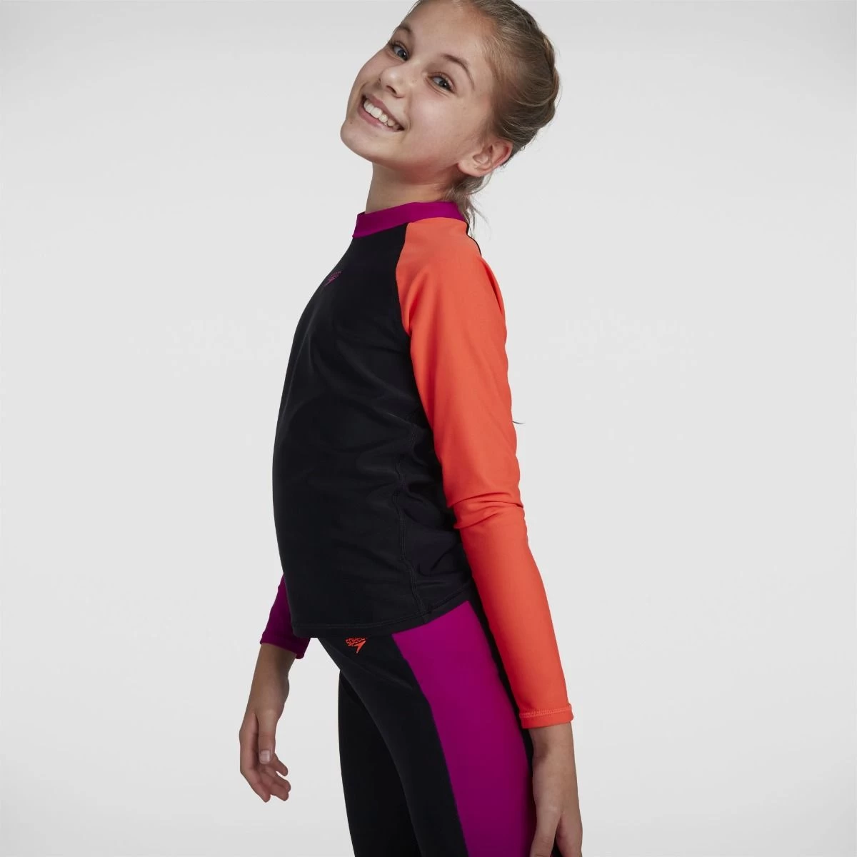 Speedo Girls Black Diva Essential Rash Top - Image 4