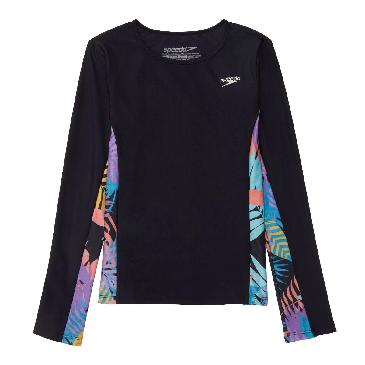 Speedo Girls Anthracite Long Sleeve Splice Rashguard - Image 3