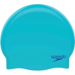 Speedo Junior Plain Moulded Silicone Cap Bondi Blue