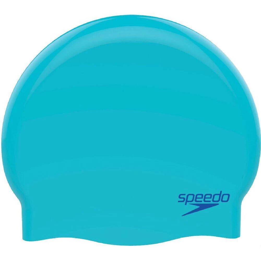 Speedo Junior Plain Moulded Silicone Cap Bondi Blue