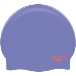 Speedo Junior Plain Moulded Silicone Cap Lilac/Red