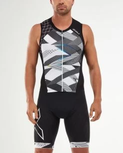 2XU Mens Compression Full Zip Trisuit Black/Chroma